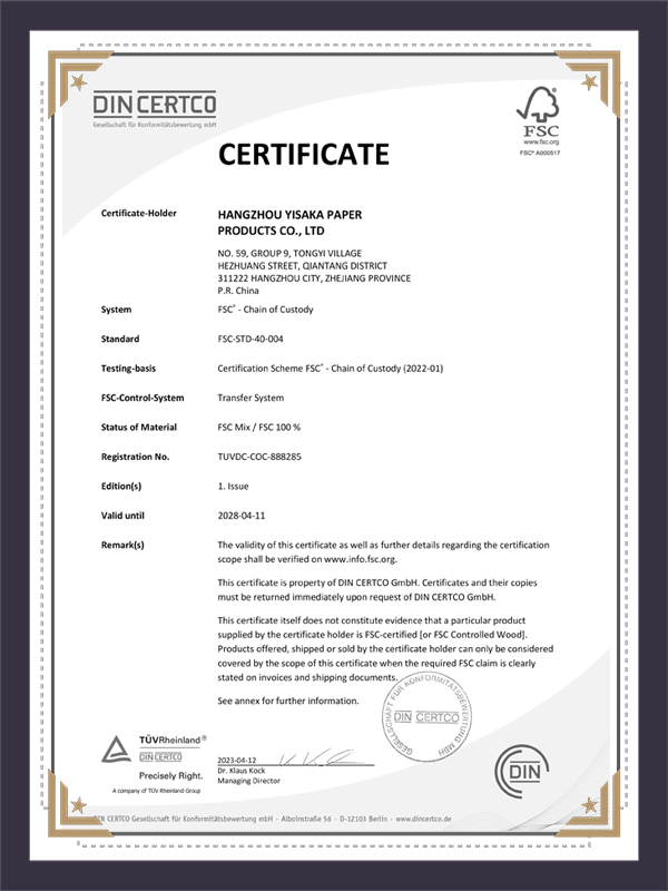 FSC Forest Certification Certificate